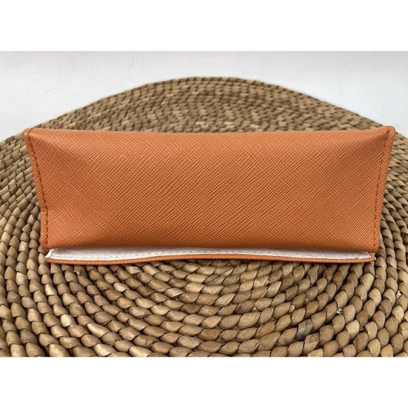 * Tory Burch Saffiano Leather Orange Eye Reading Glasses Case Gold Logo Snap - Picture 5 of 6